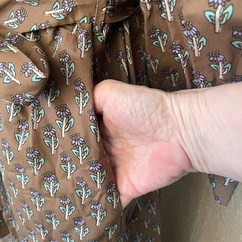 JODIFL Brown Printed Midi Dress with Tie Waist - Picture 5 of 7